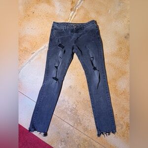 American Eagle 33x34 EXTREME Flex Skinny Jeans - Black Distressed